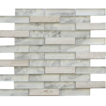 Interior Wall Back-Splash White Glass and Stone Mosaic Tile